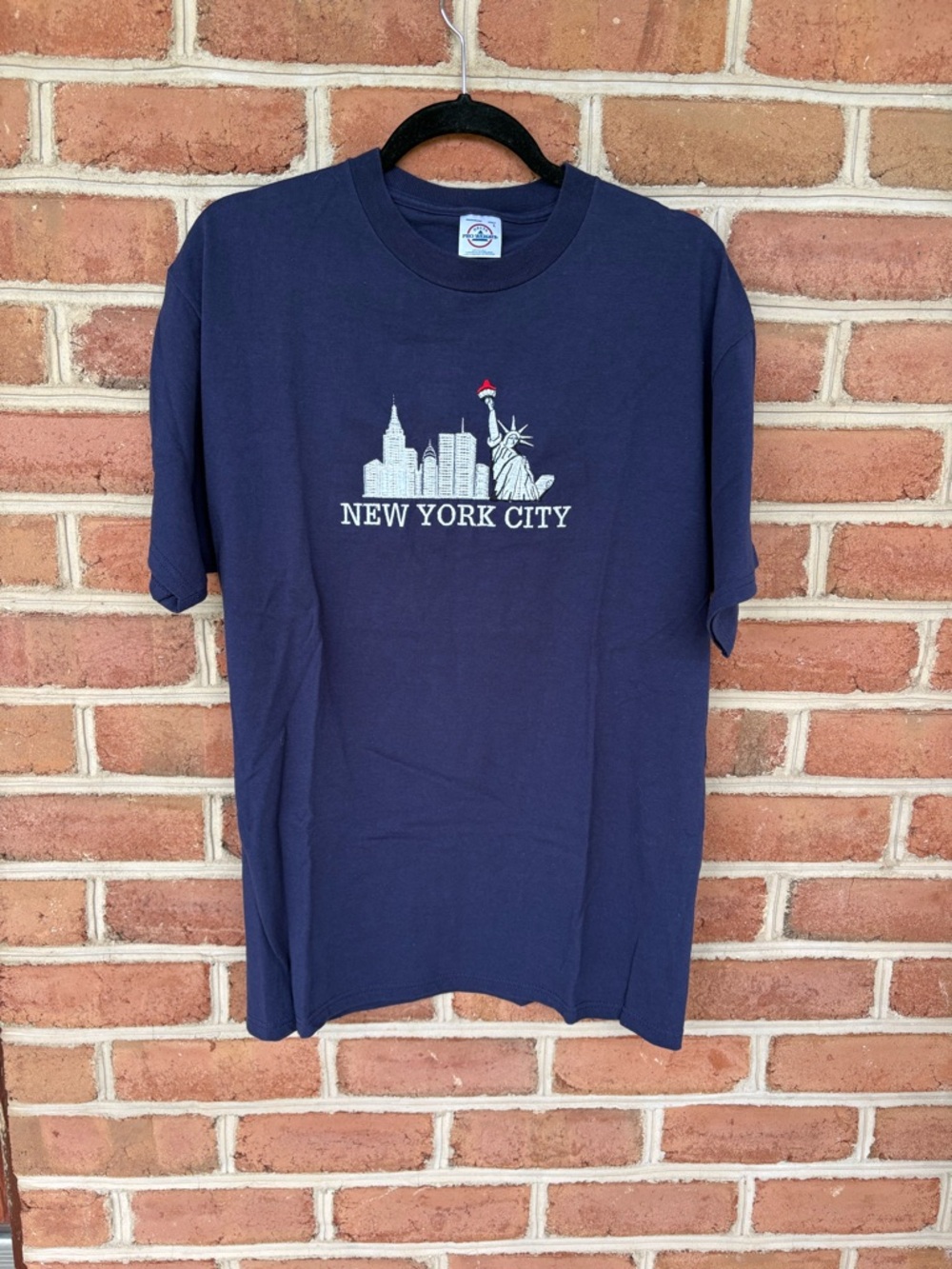 Navy New York City Skyline Appliqué Short sleeve tee shirt
